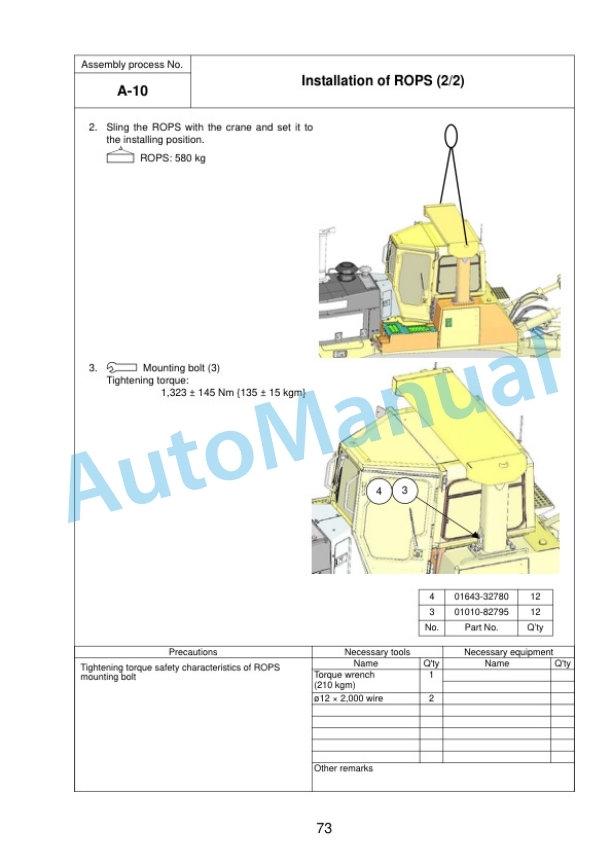 Komatsu D275A-5R Bull Dozer Field Assembly Instruction GEN00067-02 4 Komatsu D275A-5R Bull Dozer Field Assembly Instruction GEN00067-02 - Image 4