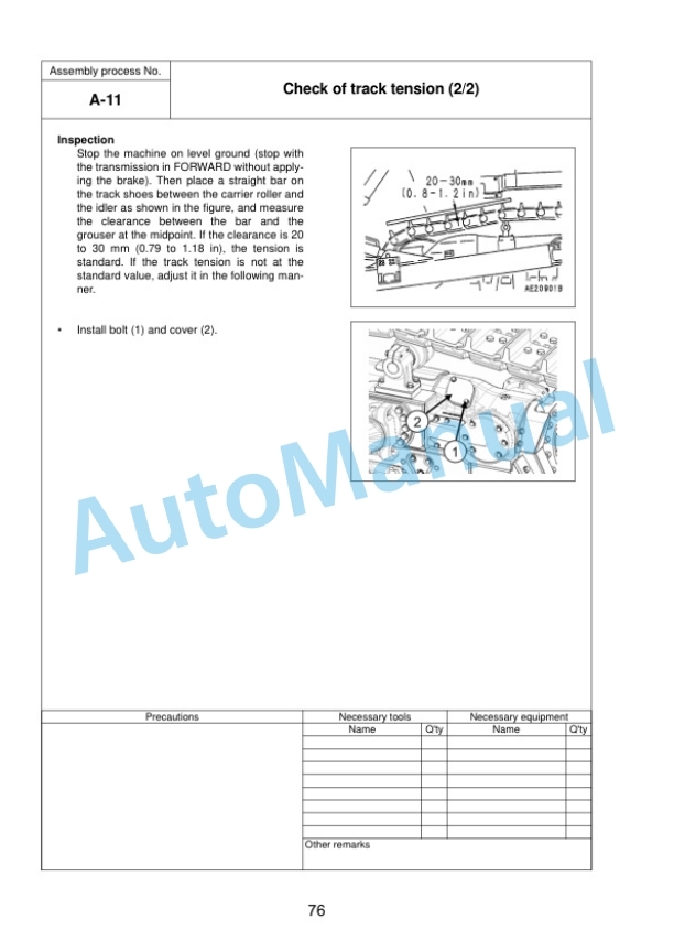 Komatsu D275A-5R Bull Dozer Field Assembly Instruction GEN00117-06 4 Komatsu D275A-5R Bull Dozer Field Assembly Instruction GEN00117-06 - Image 4