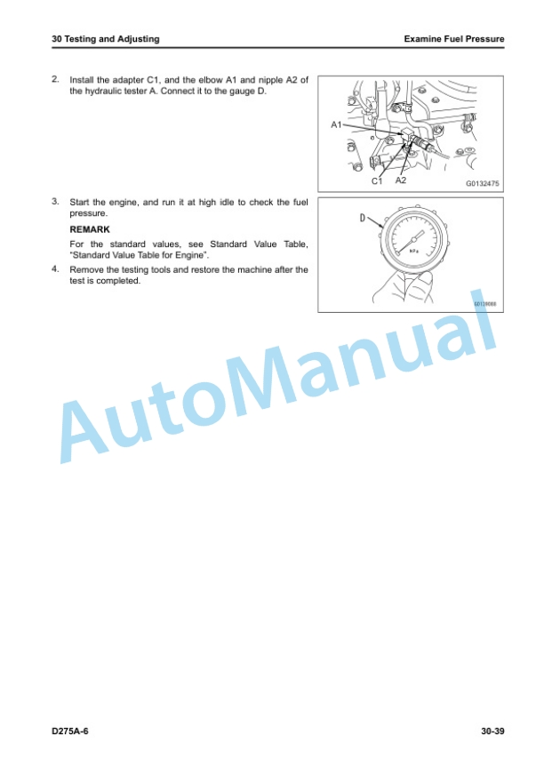 Alternative view of Komatsu D275A-6 Bull Dozer Shop Manual SEN06879-05
