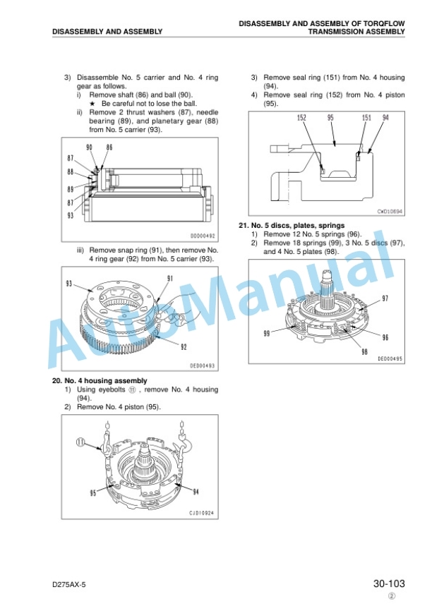 Komatsu D275AX-5 Bull Dozer Shop Manual SEBM025515 5 Komatsu D275AX-5 Bull Dozer Shop Manual SEBM025515 - Image 5