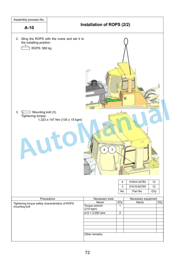 Komatsu D275AX-5E0 Bull Dozer Field Assembly Instruction GEN00052-01 4 Komatsu D275AX-5E0 Bull Dozer Field Assembly Instruction GEN00052-01 - Image 4