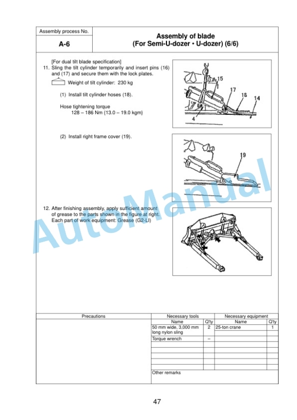 Komatsu D275AX-5E0 Bull Dozer Field Assembly Instruction GEN00116-02 3 Komatsu D275AX-5E0 Bull Dozer Field Assembly Instruction GEN00116-02 - Image 3
