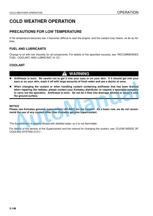 Komatsu D275AX-5E0 Bull Dozer Operation and Maintenance Manual EENAM03190 4 Komatsu D275AX-5E0 Bull Dozer Operation and Maintenance Manual EENAM03190 - Image 4