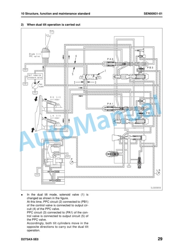 Alternative view of Komatsu D275AX-5E0 Bull Dozer Shop Manual SEN00919-20