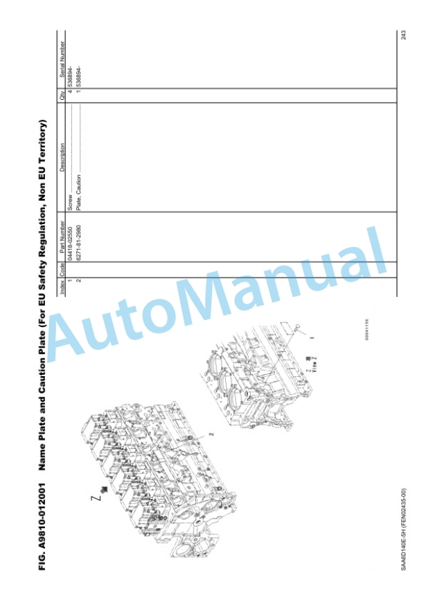 Komatsu D275AX-5E0, SAA6D140E-5H Parts Manual FEN02435-00 2 Komatsu D275AX-5E0, SAA6D140E-5H Parts Manual FEN02435-00 - Image 2