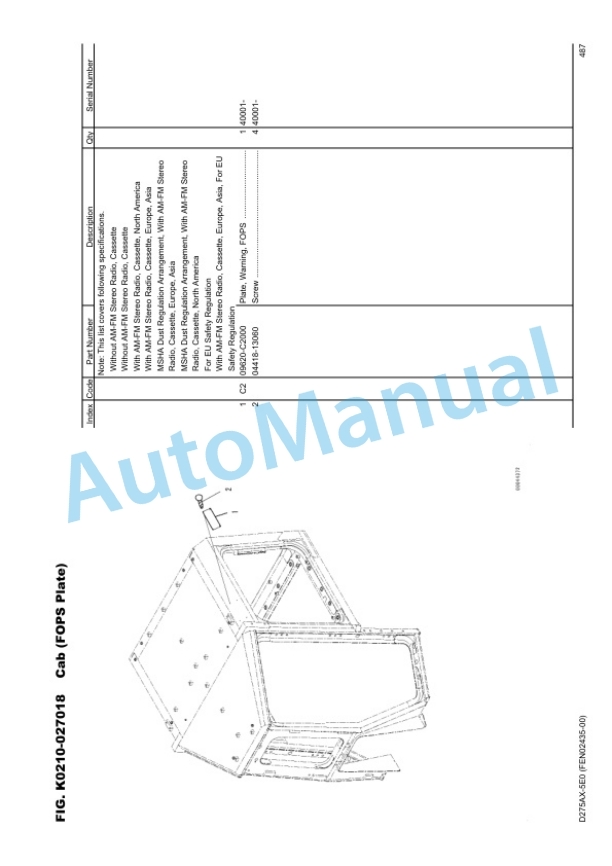 Komatsu D275AX-5E0, SAA6D140E-5H Parts Manual FEN02435-00 3 Komatsu D275AX-5E0, SAA6D140E-5H Parts Manual FEN02435-00 - Image 3