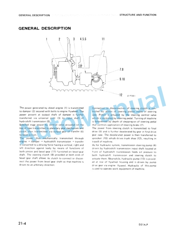 Komatsu D31A-16, D31P-16 Bull Dozer Shop Manual SEBM0114B01 2 Komatsu D31A-16, D31P-16 Bull Dozer Shop Manual SEBM0114B01-2