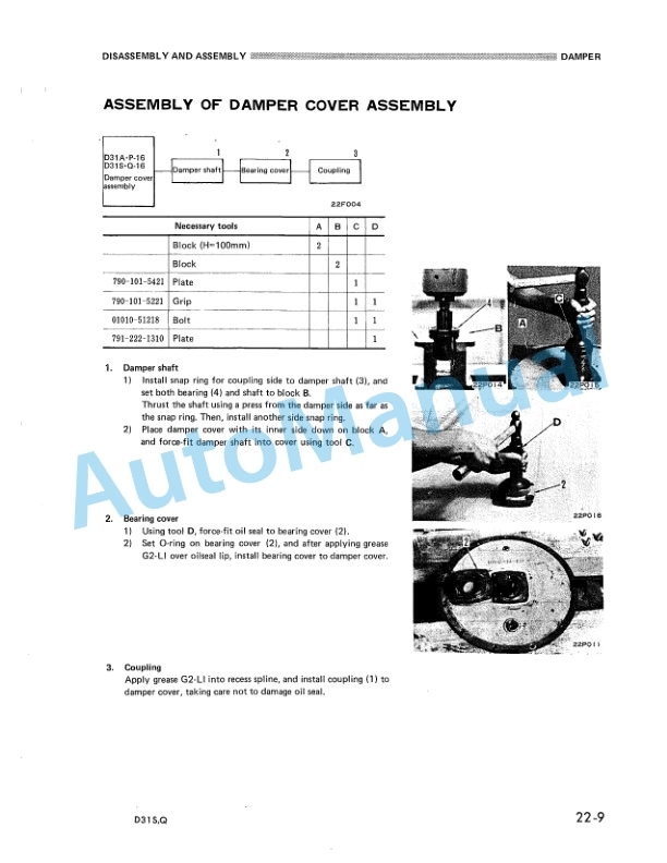 Komatsu D31S-16, D31Q-16 Crawler Dozer Shop Manual SEBM0113B01 3 Komatsu D31S-16, D31Q-16 Crawler Dozer Shop Manual SEBM0113B01-3