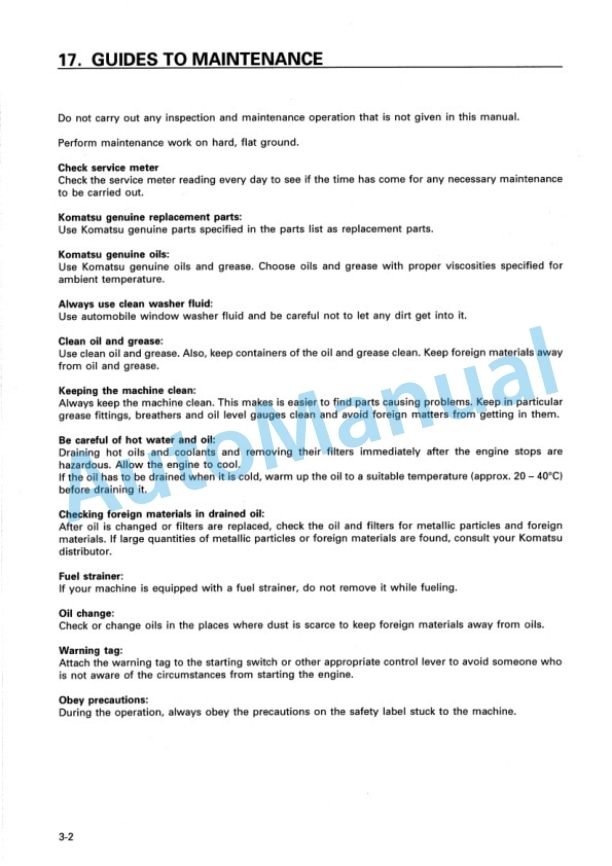 Komatsu D375A-3 Bull Dozer Operation and Maintenance Manual SEAM022602T 4 Komatsu D375A-3 Bull Dozer Operation and Maintenance Manual SEAM022602T - Image 4