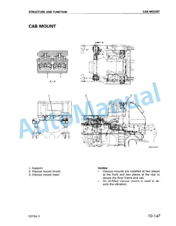 Alternative view of Komatsu D375A-3 Bull Dozer Shop Manual SEBM016104