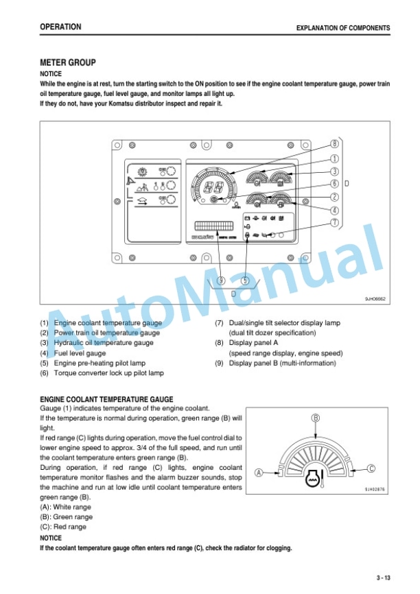 Alternative view of Komatsu D375A-5 Bull Dozer Operation and Maintenance Manual PEN00197-03