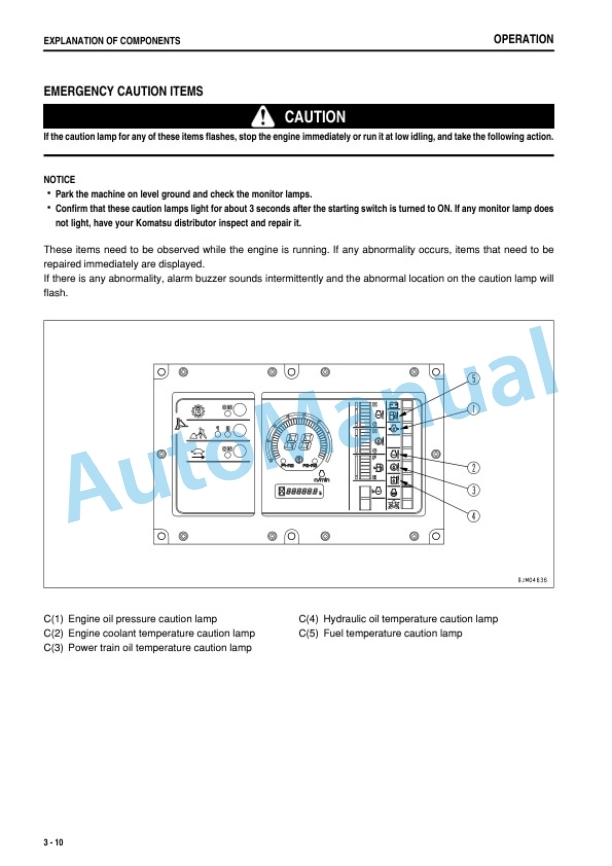 Alternative view of Komatsu D375A-5 Bull Dozer Operation and Maintenance Manual PEN00199-03