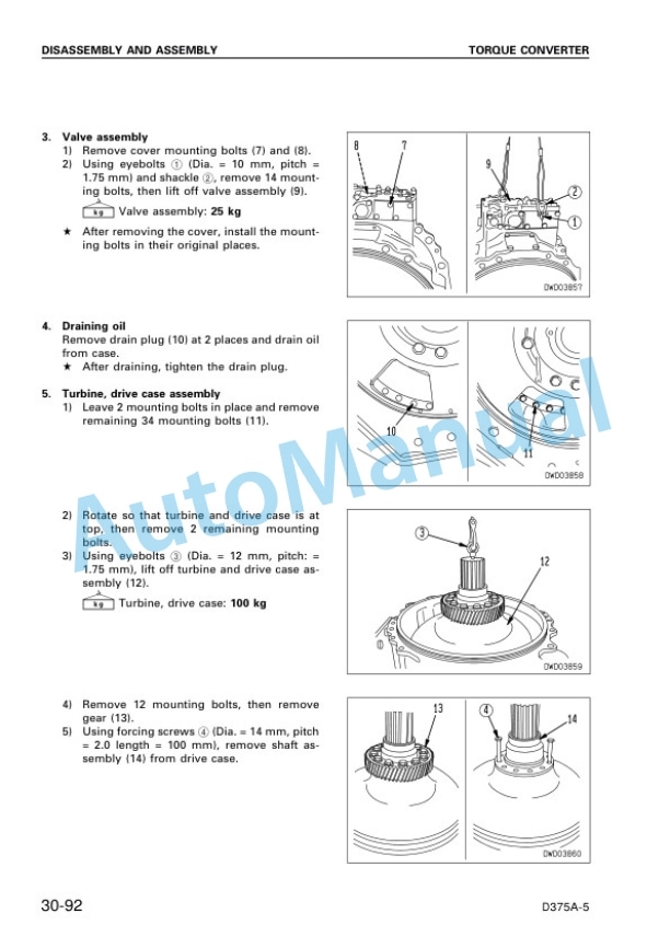 Komatsu D375A-5 Bull Dozer Shop Manual SEBM035201 4 Komatsu D375A-5 Bull Dozer Shop Manual SEBM035201 - Image 4