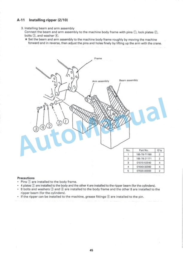 Komatsu D375A-5 Galeo Bull Dozer Field Assembly Manual SEAW003103 3 Komatsu D375A-5 Galeo Bull Dozer Field Assembly Manual SEAW003103 - Image 3