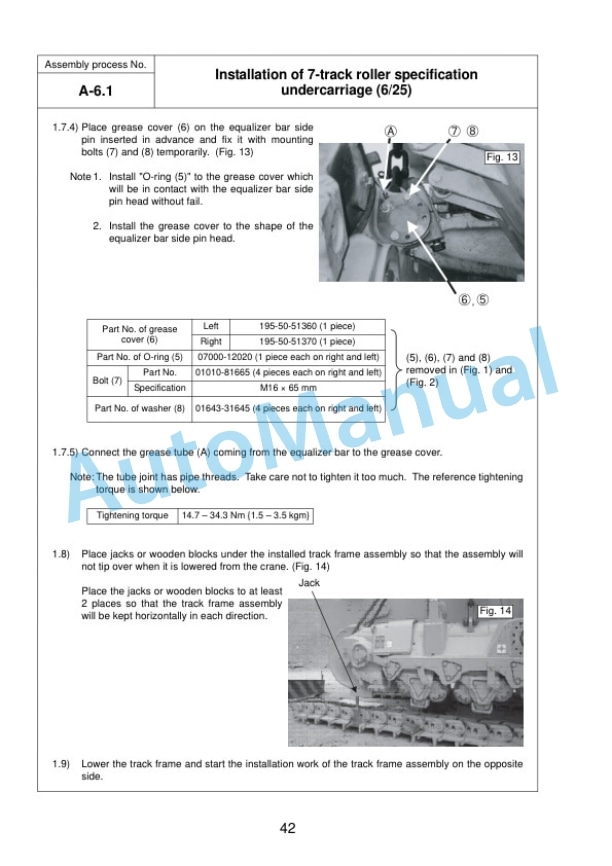 Alternative view of Komatsu D375A-5R Bull Dozer Field Assembly Instruction GEN00076-05