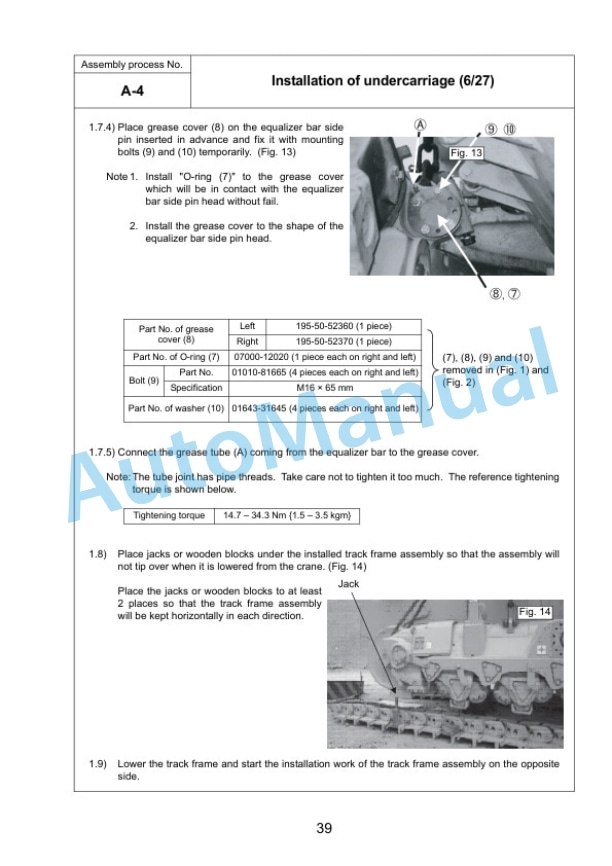 Alternative view of Komatsu D375A-6 Bull Dozer Field Assembly Instruction GEN00097-05