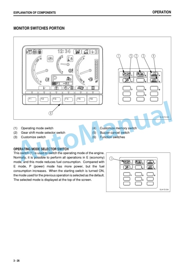 Alternative view of Komatsu D375A-6 Bull Dozer Operation and Maintenance Manual PEN00671-01