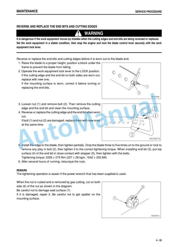 Komatsu D375A-6 Bull Dozer Operation and Maintenance Manual TEN00333-02 5 Komatsu D375A-6 Bull Dozer Operation and Maintenance Manual TEN00333-02 - Image 5