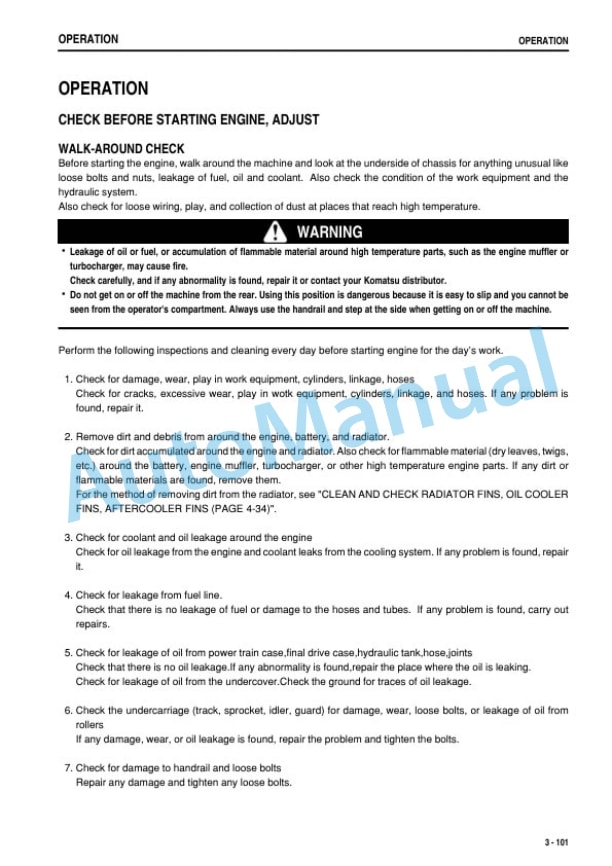 Komatsu D375A-6 Bull Dozer Operation and Maintenance Manual TEN00335-00 3 Komatsu D375A-6 Bull Dozer Operation and Maintenance Manual TEN00335-00 - Image 3