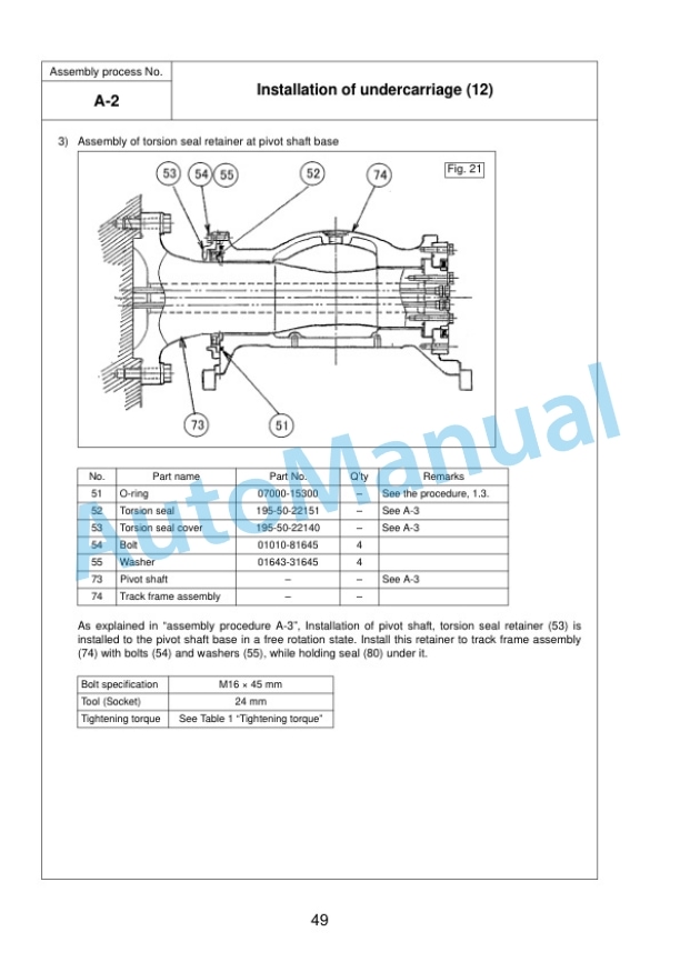 Alternative view of Komatsu D375A-6R Bull Dozer Field Assembly Instruction GEN00164-02