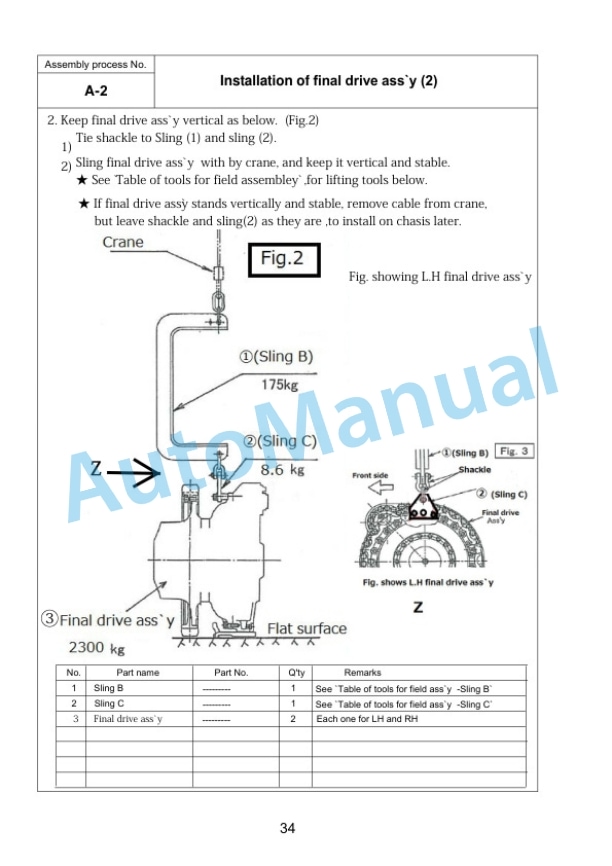 Alternative view of Komatsu D375A-8 Bull Dozer Field Assembly Instruction GEN00161-00