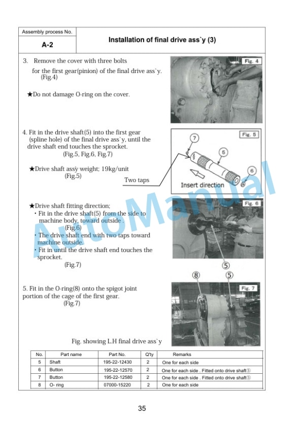Alternative view of Komatsu D375A-8 Bull Dozer Field Assembly Instruction GEN00161-01