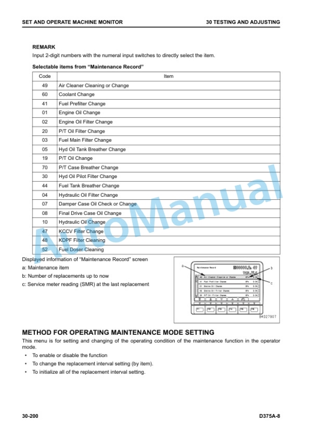 Alternative view of Komatsu D375A-8 Bull Dozer Shop Manual SEN06611-09