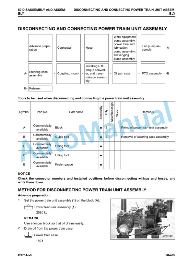 Komatsu D375Ai-8 Bull Dozer Shop Manual SEN06653-03 5 Komatsu D375Ai-8 Bull Dozer Shop Manual SEN06653-03 - Image 5