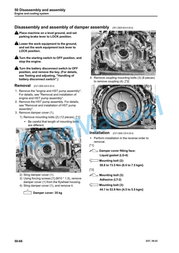 Komatsu D37EX-23, D37PX-23, D39EX-23, D39PX-23 Bull Dozer Shop Manual SEN06061-08 5 Komatsu D37EX-23, D37PX-23, D39EX-23, D39PX-23 Bull Dozer Shop Manual SEN06061-08 - Image 5