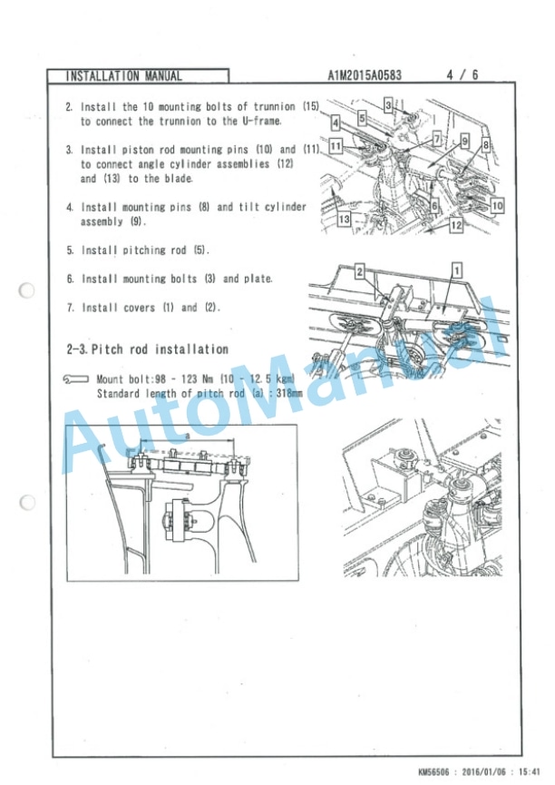 Komatsu D37EX-24, D37PX-24, D37EXi-24, D37PXi-24 Bull Dozer Field Assembly Instruction A1M2015A0583 5 Komatsu D37EX-24, D37PX-24, D37EXi-24, D37PXi-24 Bull Dozer Field Assembly Instruction A1M2015A0583-5