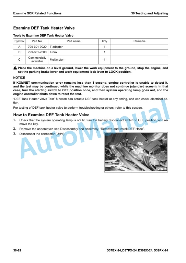 Alternative view of Komatsu D37EX-24, D37PX-24, D39EX-24, D39PX-24 Bull Dozer Shop Manual SEN06868-07