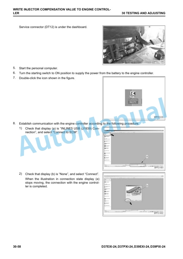 Alternative view of Komatsu D37EXi-24, D37PXi-24, D39EXi-24, D39PXi-24 Bull Dozer Shop Manual SEN06593-10