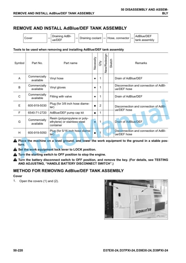 Komatsu D37EXi-24, D37PXi-24, D39EXi-24, D39PXi-24 Bull Dozer Shop Manual SEN06593-15 5 Komatsu D37EXi-24, D37PXi-24, D39EXi-24, D39PXi-24 Bull Dozer Shop Manual SEN06593-15 - Image 5
