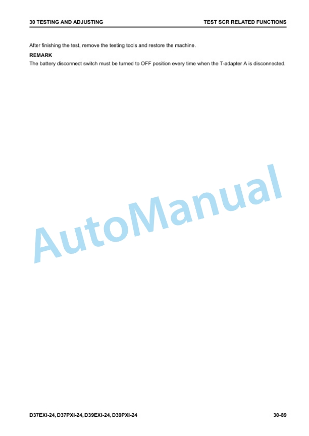 Alternative view of Komatsu D37EXi-24, D37PXi-24, D39EXi-24, D39PXi-24 Bull Dozer Shop Manual SEN06869-06