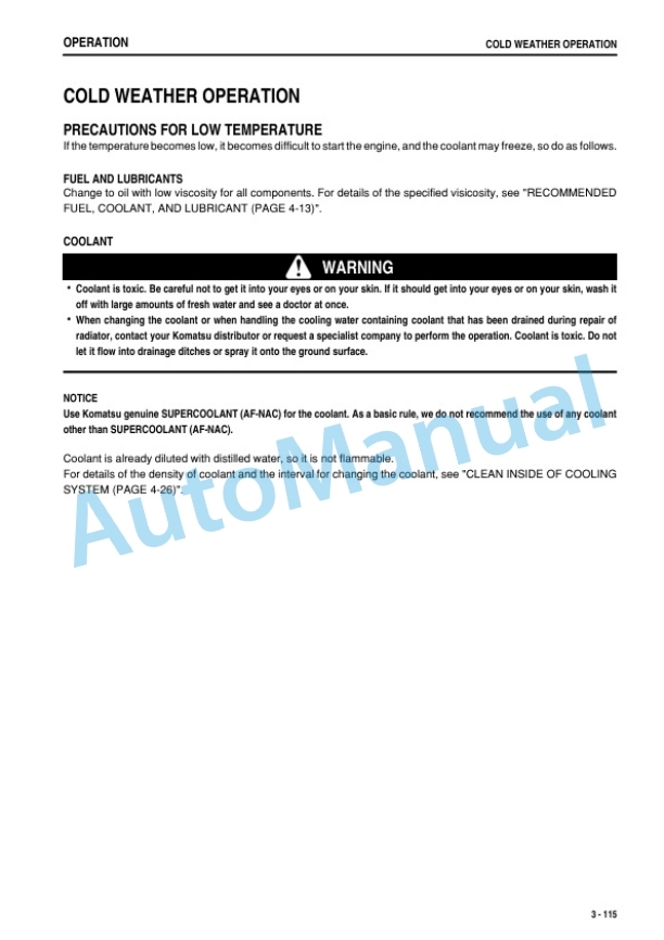 Komatsu D39EX-22, D39PX-22 Bull Dozer Operation and Maintenance Manual TEN01156-00 4 Komatsu D39EX-22, D39PX-22 Bull Dozer Operation and Maintenance Manual TEN01156-00-4