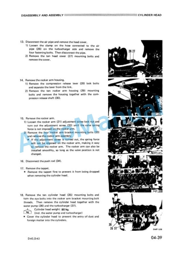 Komatsu D40A-1, D40P-1, D45A-1, D45P-1, D45S-1 Bulldozer Shop Manual D40,45.1-BE2-2