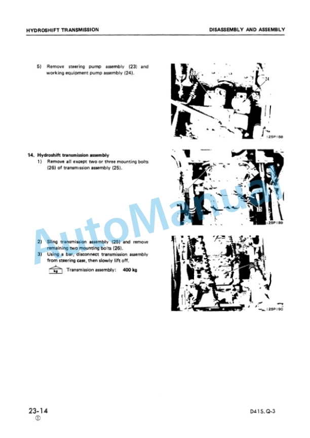Komatsu D41S-3, D41Q-3 Bulldozer Shop Manual SEBM0125B04-3