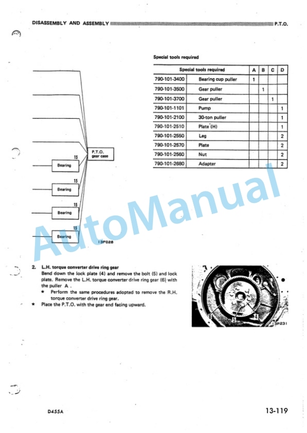 Alternative view of Komatsu D455A-1 Bull Dozer Shop Manual SEBM0198A05
