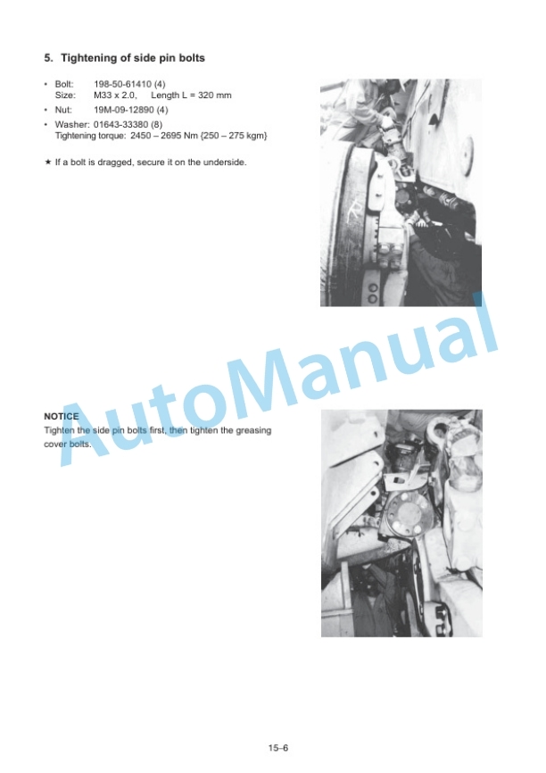 Alternative view of Komatsu D475A-3 Bull Dozer Field Assembly Instruction SEAW002301