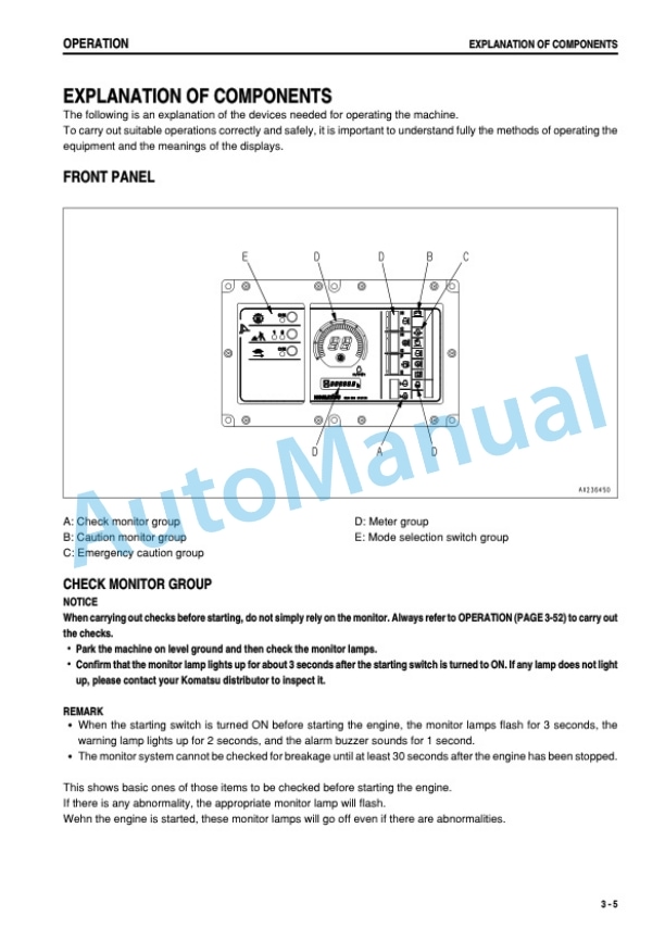 Alternative view of Komatsu D475A-3 Bull Dozer Operation and Maintenance Manual SEAM047900P