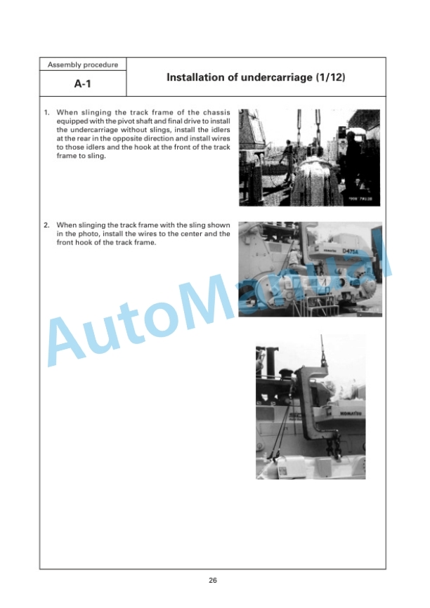 Alternative view of Komatsu D475A-3 Super Dozer Field Assembly Manual SEAW002302
