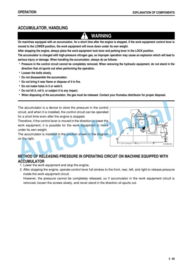 Komatsu D475A-5 Bull Dozer Operation and Maintenance Manual PEN00022-04 3 Komatsu D475A-5 Bull Dozer Operation and Maintenance Manual PEN00022-04 - Image 3