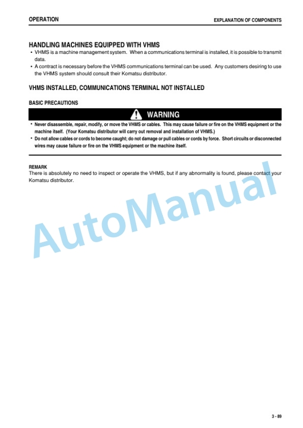 Komatsu D475A-5 Bull Dozer Operation and Maintenance Manual PEN00093-10 3 Komatsu D475A-5 Bull Dozer Operation and Maintenance Manual PEN00093-10-3