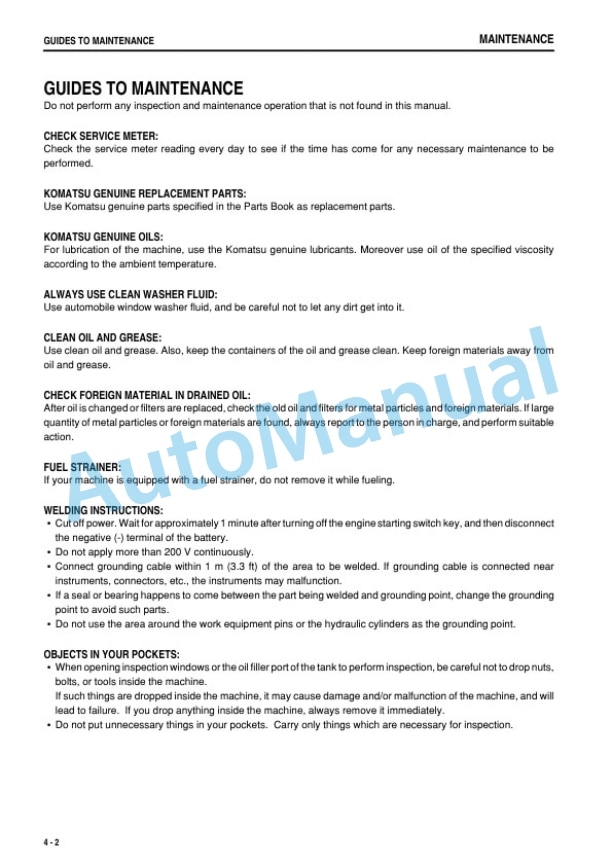 Komatsu D475A-5E0 Bull Dozer Operation and Maintenance Manual TEN00483-03 4 Komatsu D475A-5E0 Bull Dozer Operation and Maintenance Manual TEN00483-03 - Image 4