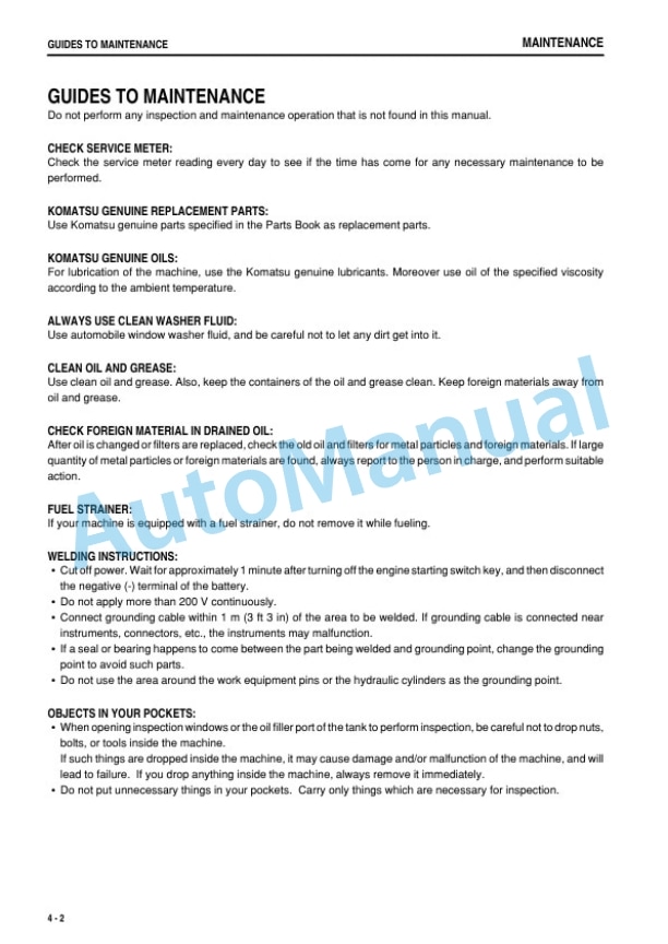 Komatsu D475A-5E0 Bull Dozer Operation and Maintenance Manual TEN00886-01 4 Komatsu D475A-5E0 Bull Dozer Operation and Maintenance Manual TEN00886-01 - Image 4