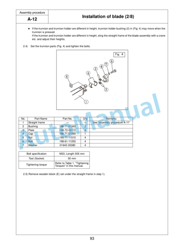 Komatsu D475A-5E0, D475ASD-5E0 Bull Dozer Field Assembly Instruction GEN00051-07 3 Komatsu D475A-5E0, D475ASD-5E0 Bull Dozer Field Assembly Instruction GEN00051-07 - Image 3