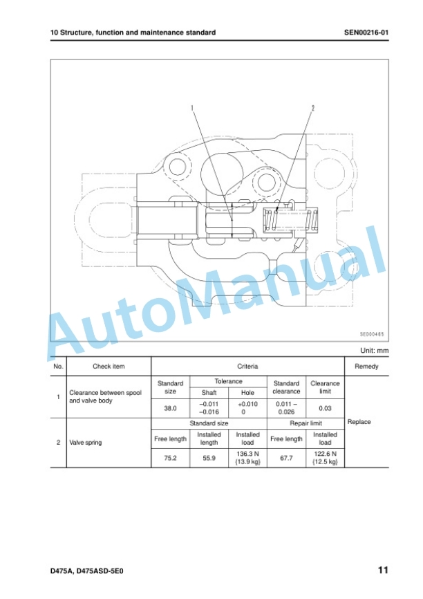 Alternative view of Komatsu D475A-5E0, D475ASD-5E0 Bull Dozer Shop Manual SEN00203-18
