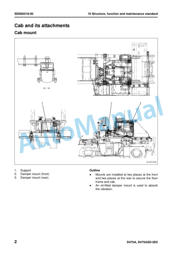 Alternative view of Komatsu D475A-5E0, D475ASD-5E0 Bull Dozer Shop Manual SEN00203-33