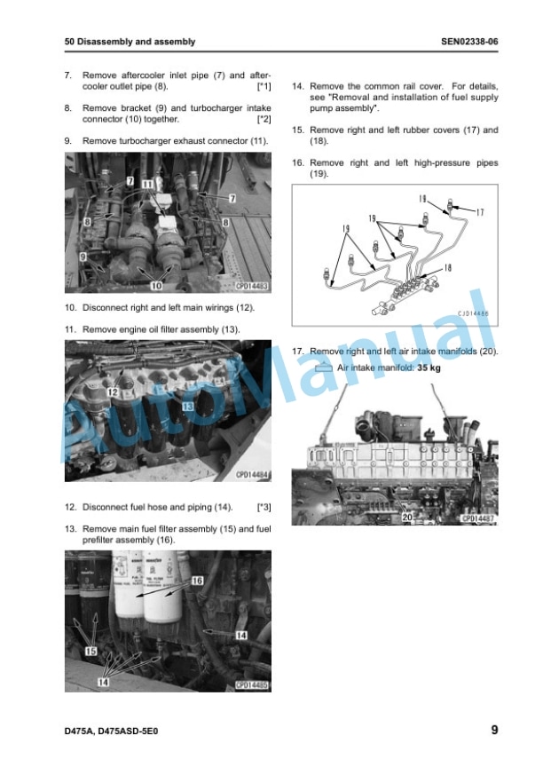Komatsu D475A-5E0, D475ASD-5E0 Bull Dozer Shop Manual SEN00203-33 5 Komatsu D475A-5E0, D475ASD-5E0 Bull Dozer Shop Manual SEN00203-33 - Image 5