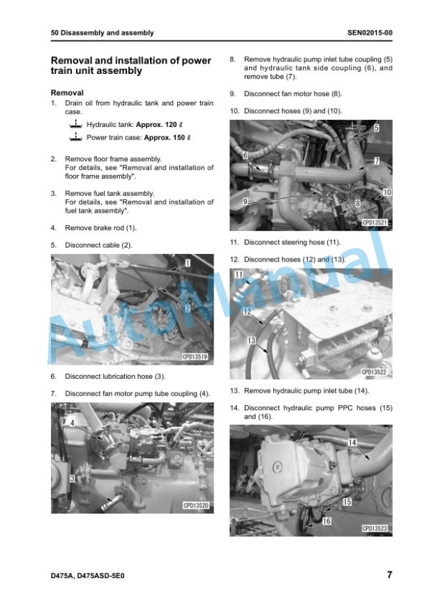 Komatsu D475A-5E0, D475ASD-5E0 Galeo Bull Dozer Shop Manual SEN00203-02 3 Komatsu D475A-5E0, D475ASD-5E0 Galeo Bull Dozer Shop Manual SEN00203-02-3